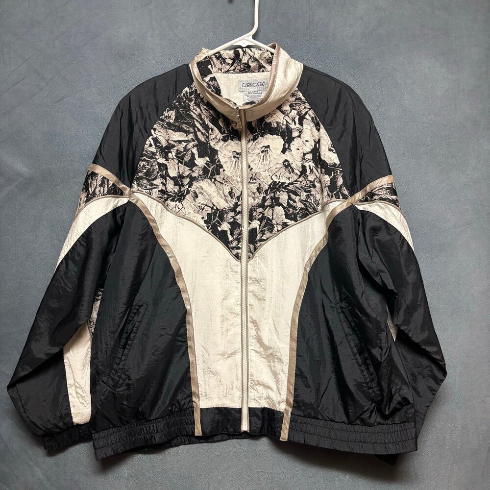 Cabin Creek Black and Cream windbreaker tracksuit Jacket vintage